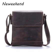 NEWEEKEND Crazy Horse de Cuero Genuino del Zurriago Masculino Bolsas de Hombro Crossbody Bolsos Mensajero de Los Hombres Ocasionales del Hombre Para ipad Caso 9065