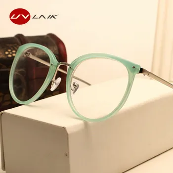 

UVLAIK Fashion Optical Glasses Transparent Lens Myopia Eyeglasses Women Vintage Metal Spectacles Womens Designer Eyeglass Frames