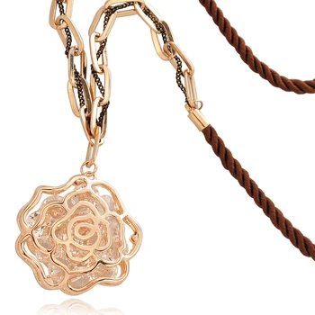 

Free shipping@@ Accessories female long design crystal necklace rose necklace