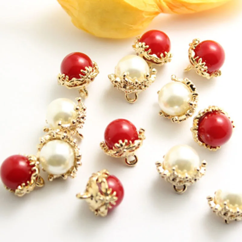 Meetee 20pcs 13mm Pearl Metal Shank Bottom Buttons DIY Shirt Sweater Coat Craft Sewing Accessories Decorative Buckle BD326