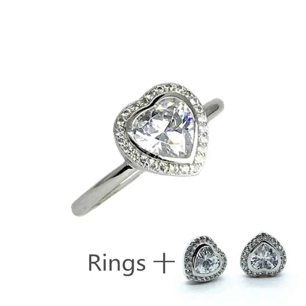 Prix pour Authentique S925 Argent Coeur Forme Stud Anneaux pour Femmes Zircon Compatible avec Plein Cristal Bijoux Prix pour Authentique S925 Argent Coeur Forme Stud Anneaux pour Femmes Zircon Compatible avec Plein Cristal Bijoux