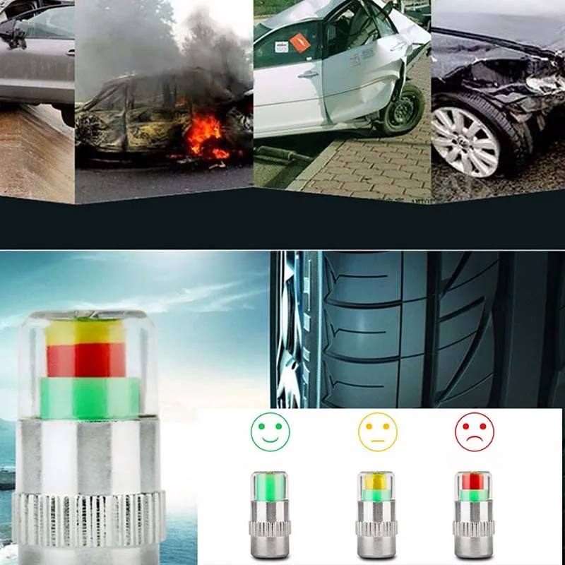 

NS Modify 4Pcs/Lot Car Tyre Tire Pressure Gauge Monitor Indicator Tpms Monitoring Cap Sensor Wheel Air Press Alert Diagnostic
