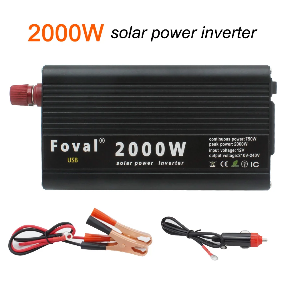 

2000W Solar car power inverter 12v to 220v Auto Inverter Modified Sine Wave dual usb port and Cigarette Lighter Plug Power