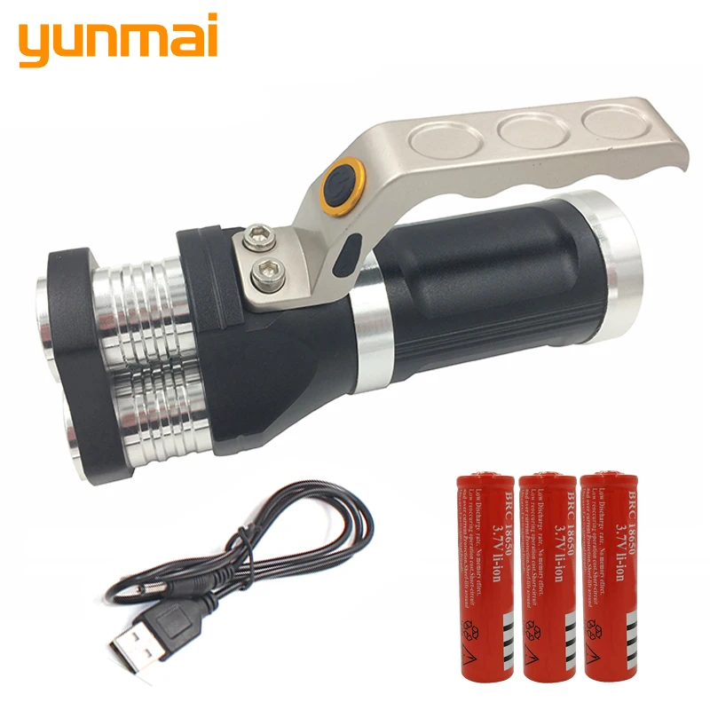 

z30yunmai LED Flashlight Torch 3 PCS XM-L T6 beads Rechargeable Portable Light Hand Lamp 6000LM 3 model Batteries and Carger
