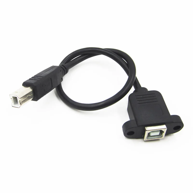 

30cm Mini USB2.0 Elbow B Male to Female TypeB Wire Socket Printer Panel Mount Extension aux cable projector Screw Hole Connector
