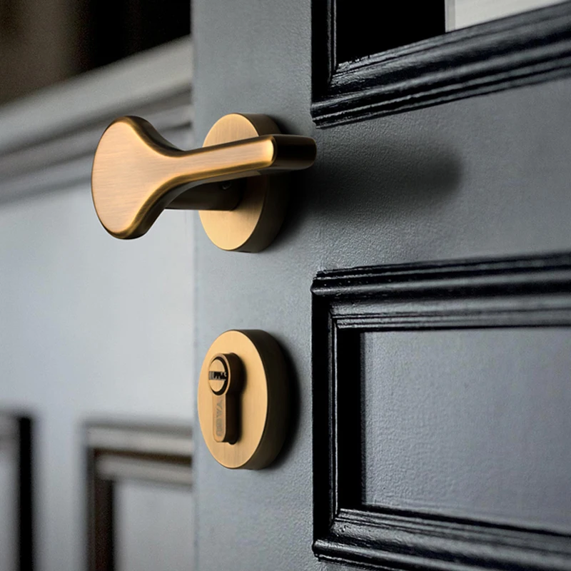  3Colors/Simple Zinc Alloy Door Lock for Study/Bedroom/Kicchen Door Handle Round Split Door Lock Fur - 33016078406