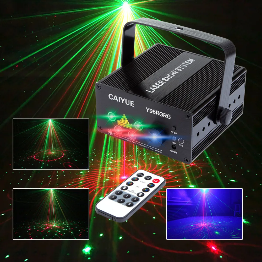 

LED Laser Stage Lighting 128 Patterns RG Mini Red Green Laser Projector 3W Blue Light Effect Show For DJ Disco Party Lights