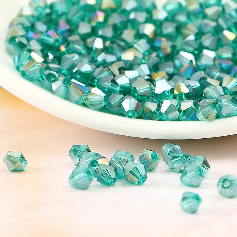 

K9 Crystal 5301# Grade AAAA Green Zircon AB color 3mm 4mm 5mm 6mm 8mm Crystal Bicone Beads