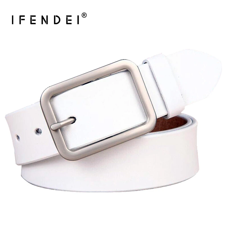 ladies white leather belt