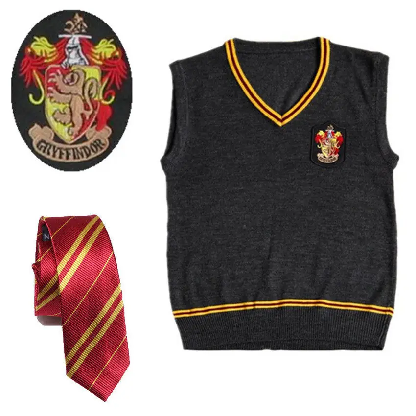 Harry Potter Vest Tie Gryffindor Wool Sweater School Uniform Fancy Dress Costume Harry Potter Vest Tie Gryffindor Wool Sweater School Uniform Fancy Dress Costume