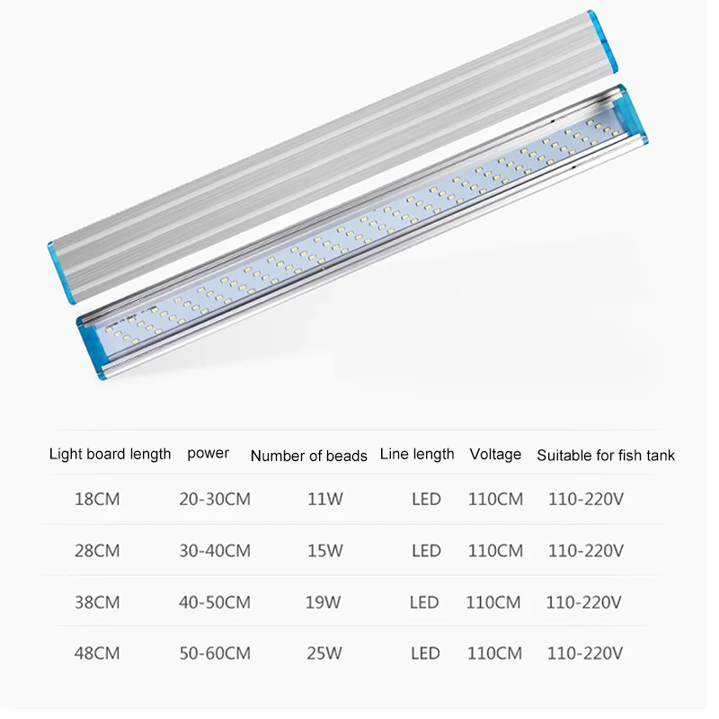 Аквариумный светодиодный светильник 18-48 см, высокое качество, лампа для аквариума с выдвижными кронштейнами, белый и синий светодиодный s подходит для аквариума 1 шт