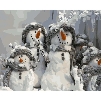 

ArtSailing pictures by numbers on canvas cute snowman Modular painting by numbers for hall poster with DIY frame NP-442