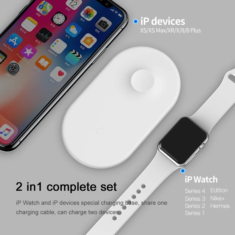 Baseus 2 в 1 Беспроводное зарядное устройство для iPhone X XS Max XR Apple Watch 3 2 зарядное устройство для samsung S8 S9 10 Вт быстрая Беспроводная зарядная площадка