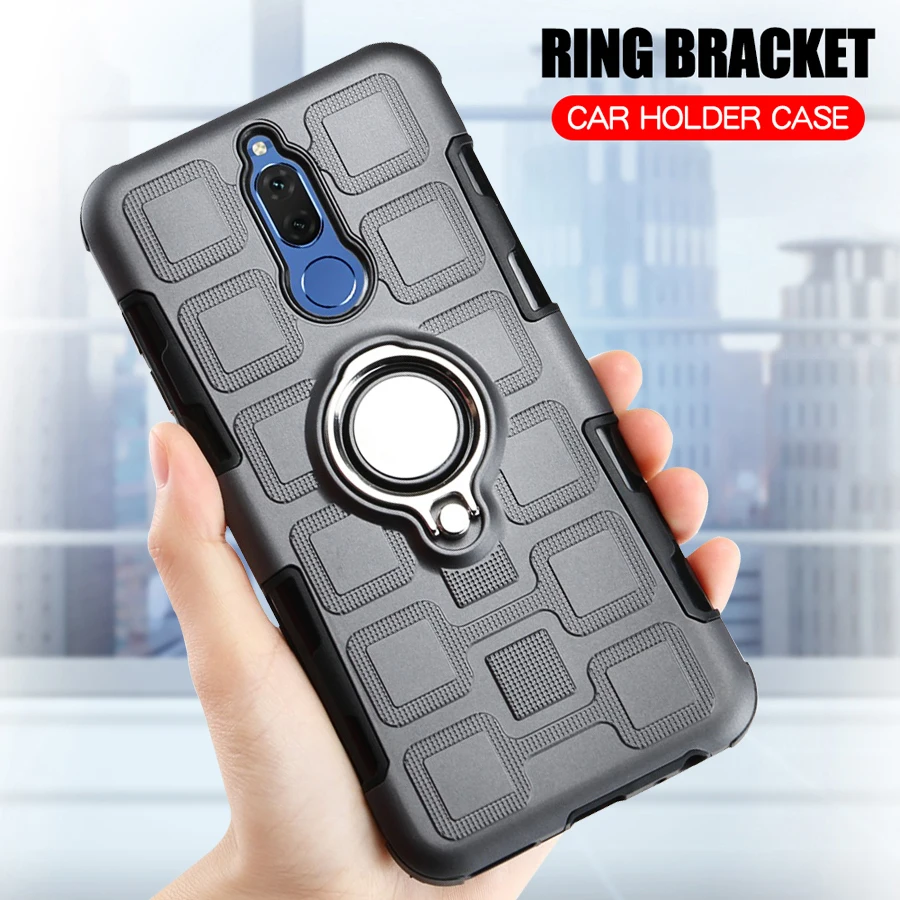 

For Huawei Mate 10 Lite Luxury Case Silicon Armor Shockproof Cover For Huawei Mate 10 Lite Car Holder Ring Case For Mate 10 Lite