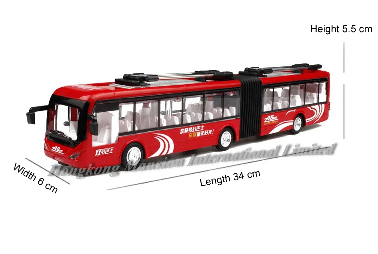 Двухсекционный туристический автобус Binodal, литая под давлением металлическая модель автомобиля 1:32, коллекция весов, звук и светильник, игрушки для автомобиля