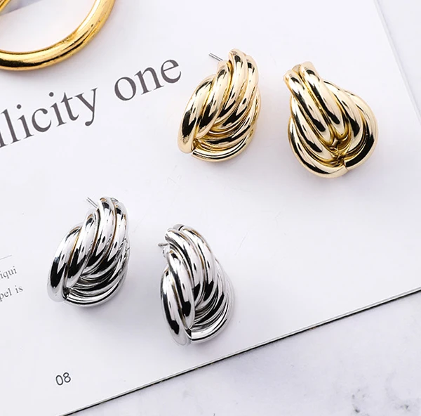 

Personality Design Irregular Geometric Shape Winding Earrings for Women Girls Cross-border Pop Earrings Simple Earrings Female