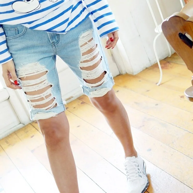 Popular Womens Denim Knee Length Shorts-Buy Cheap Womens