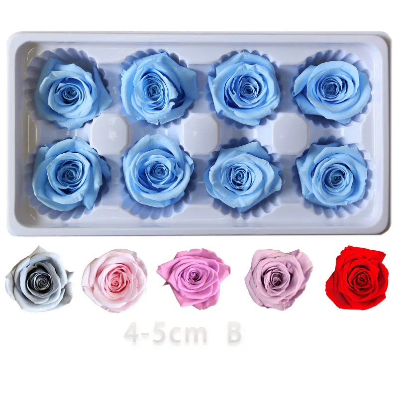Buy Preserved Rose Flowers Immortal Rose 4 5CM Diameter Mothers Day DIY Wedding Eternal Life Flower Material Gift 8pcs Box Level B