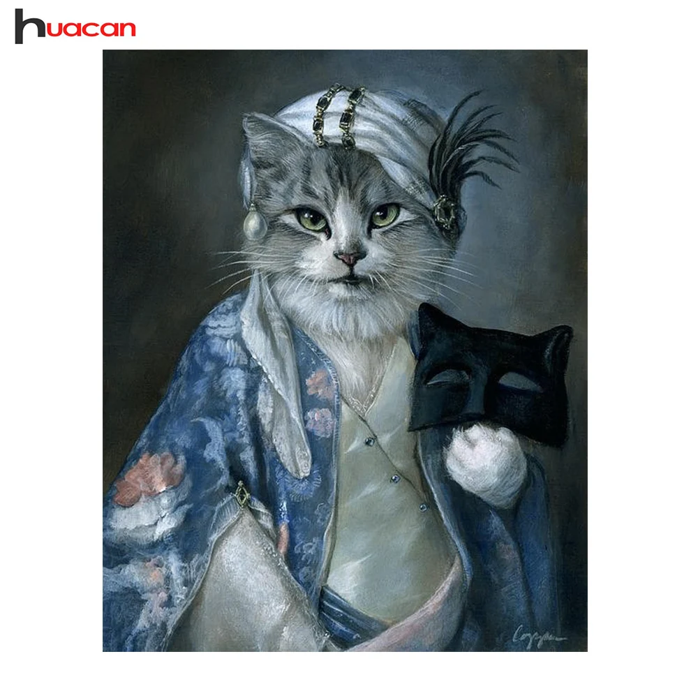 

HUACAN 5D Diy Diamond Mosaic Cat New Style Diamond Embroidery of Rhinestones for Living Room Relative Gifts F1251