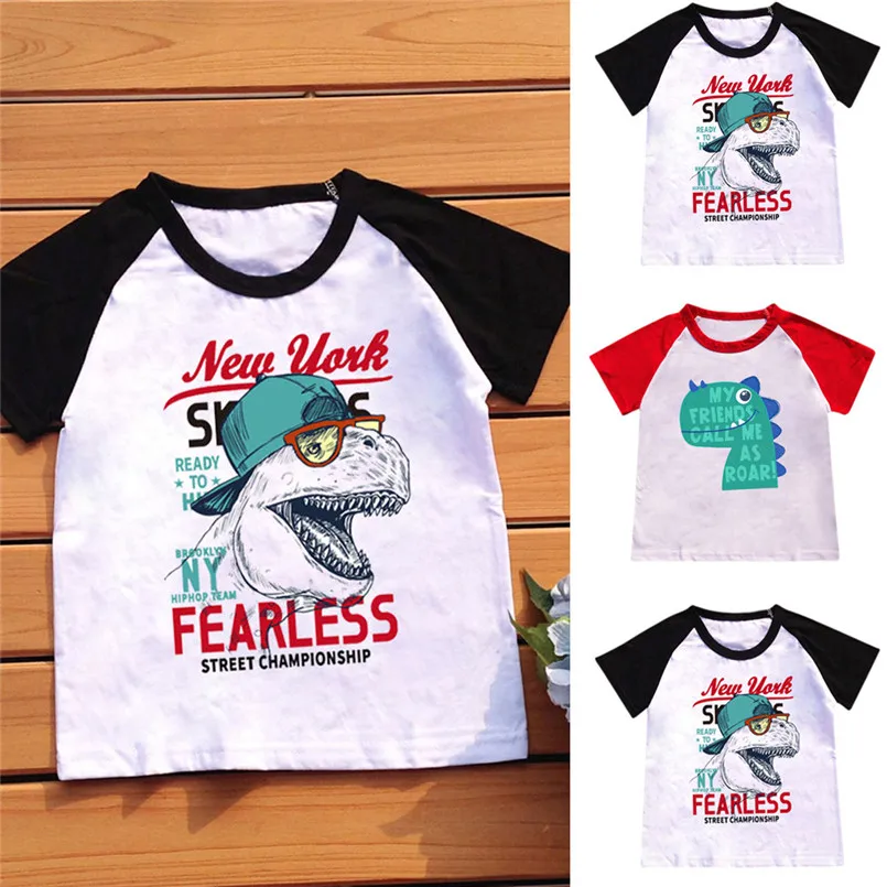  Kids Bady Boy Cartoon Hot Style Dinosaurs Pattern T-shirt Bottoming Shirt Tops the new fashion cute design #4A09 (6)