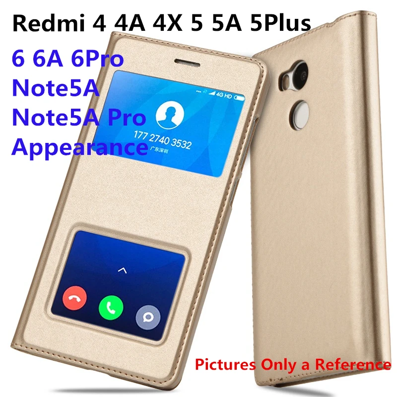 الوجه نافذة الرؤية أغطية جلد حالة ل شياو mi الأحمر mi 6 برو 6A 5 زائد ملاحظة 4x Note5 ملاحظة 5A الهاتف حقيبة حالات ل شياو mi mi 6 mi 6x