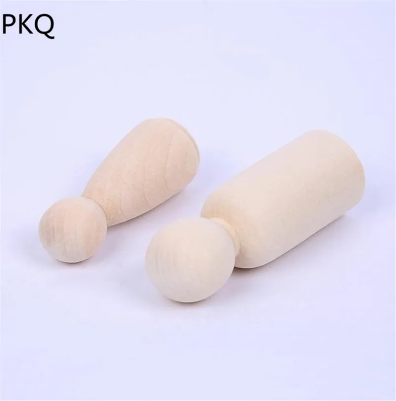 Different Size Handmade Unfinished Wooden Family Peg Dolls Toys Kid's DIY craft Supplies Wooden Gift Baby Teether