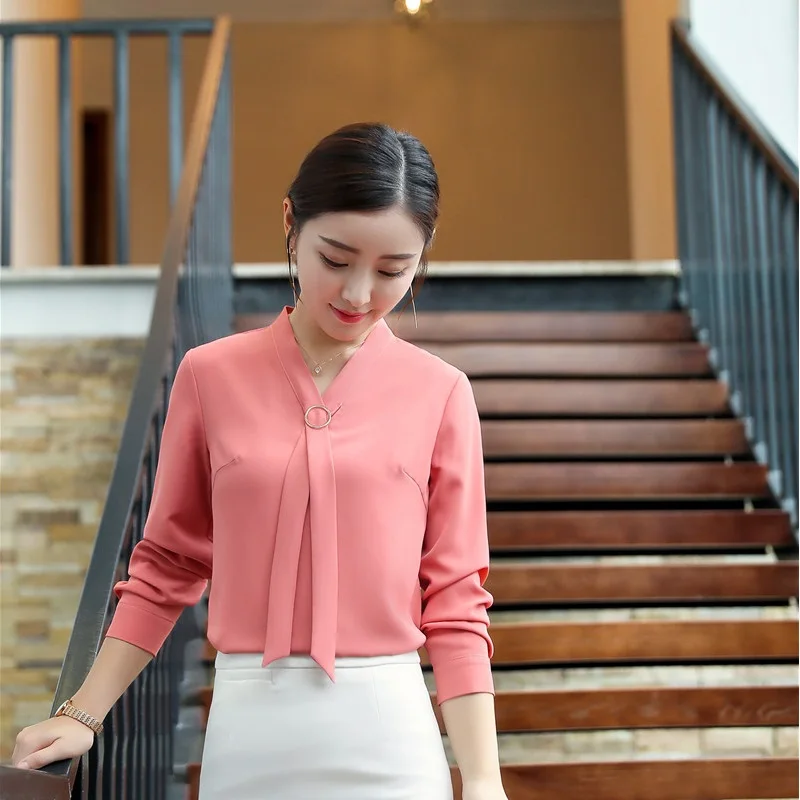 Novelty Orange Red Long Sleeve Fashion Women Blouses & Shirts for