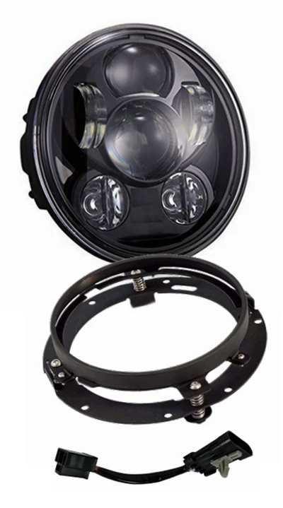 1 комплект " светодиодная мотоциклетная фара 7 дюймов для мотоцикла с 7" кронштейн переходное кольцо - Испускаемый цвет: Black Set