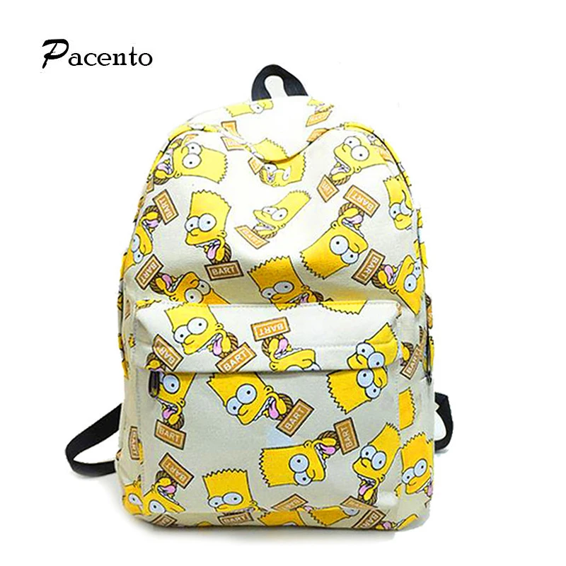 

Pacento Simpson Backpack Canvas Backpack Male Female School Backpack Leisure Bags Teenager Fashion Designer School Bag Animation