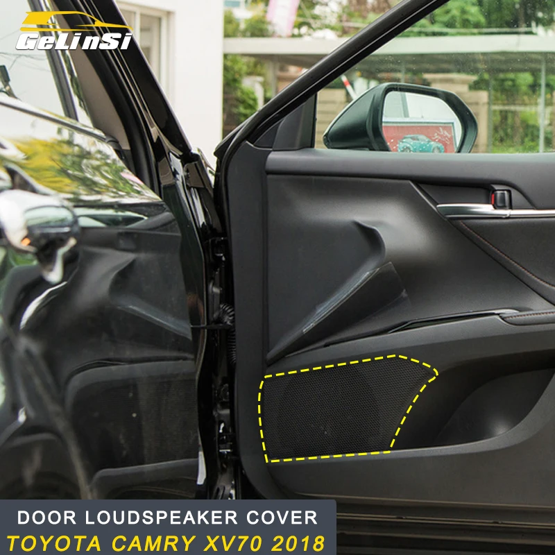 

GELINSI door loudspeaker cover Sitcker decoration trim forToyota Camry XV70 2018 Car styling Auto