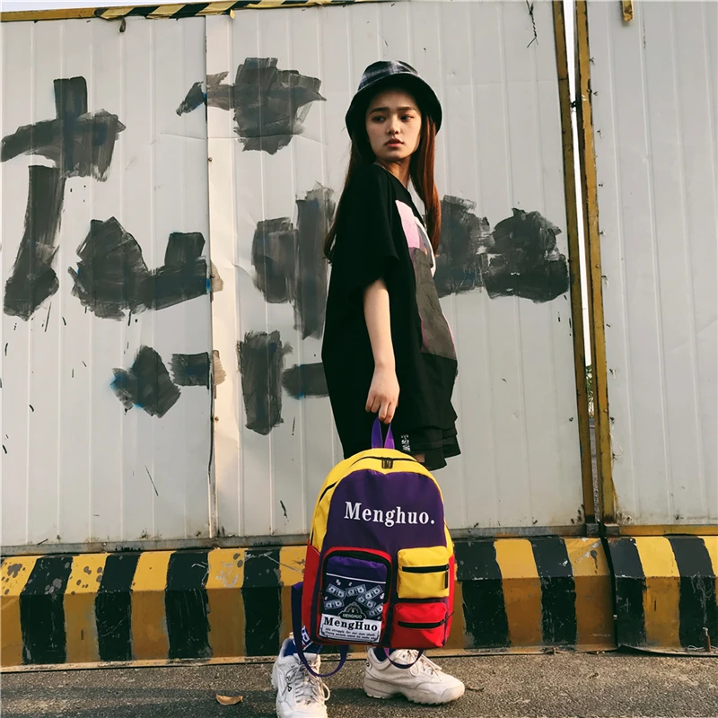 Menghuo Women Backpacks School Women Daypack Panelled Shoulder Bags College Backpacks for Girls Bookbag School Backpacks Female (72)