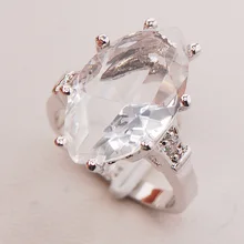 F734 blanco Simulado Sapphire Mujeres Anillo de Plata 925 Tamaño 6 7 8 9 10