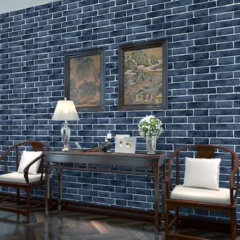 

Bacaz Blue 3D Brick Wallpaper Rolls for Living Room Background 3d Brick Wall paper Roll 3d Wallcoverings Stickers Decor