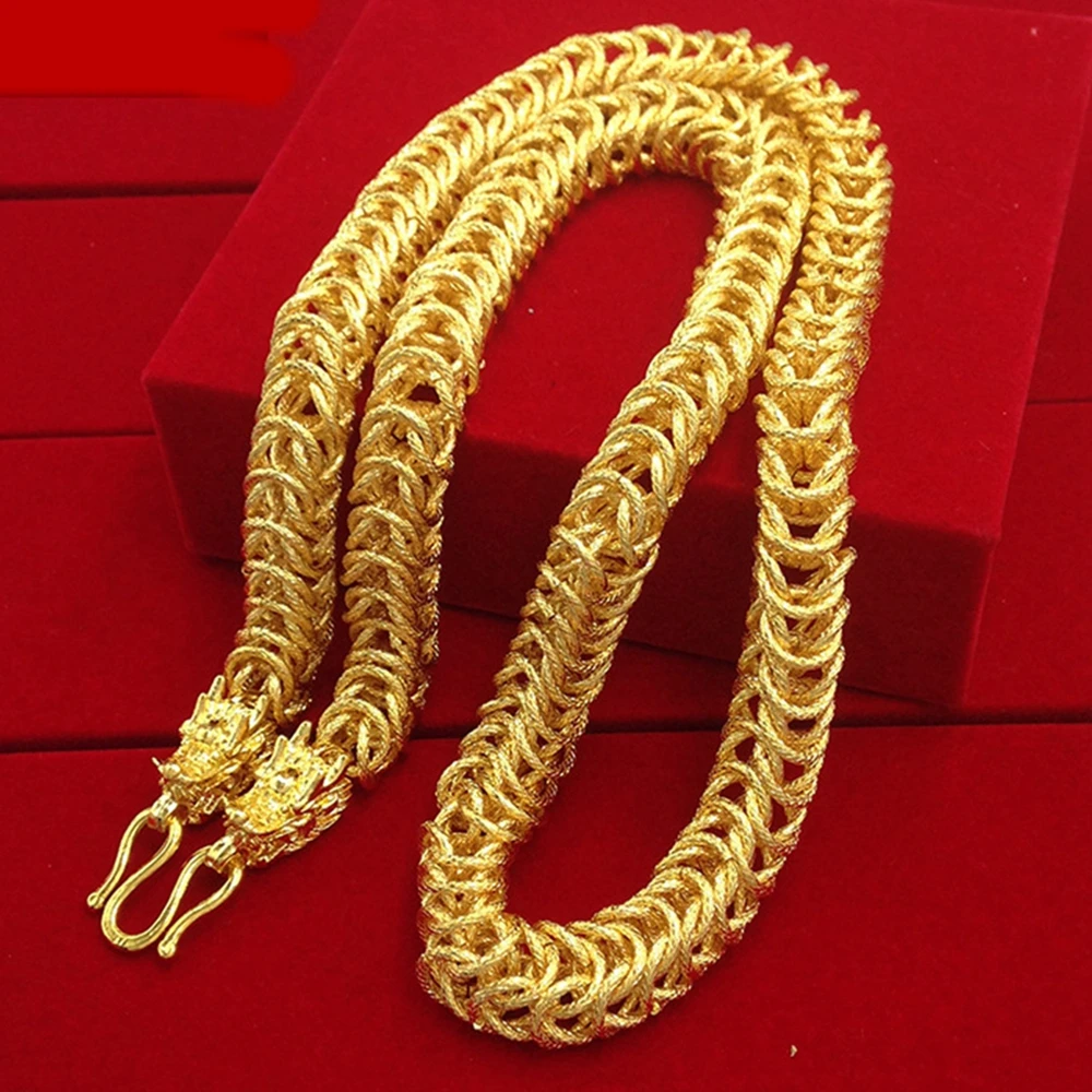 

Mens Necklace Thick Chain Hip Hop Domineering Solid Yellow Gold Filled Chunky Chain Jewelry Gift