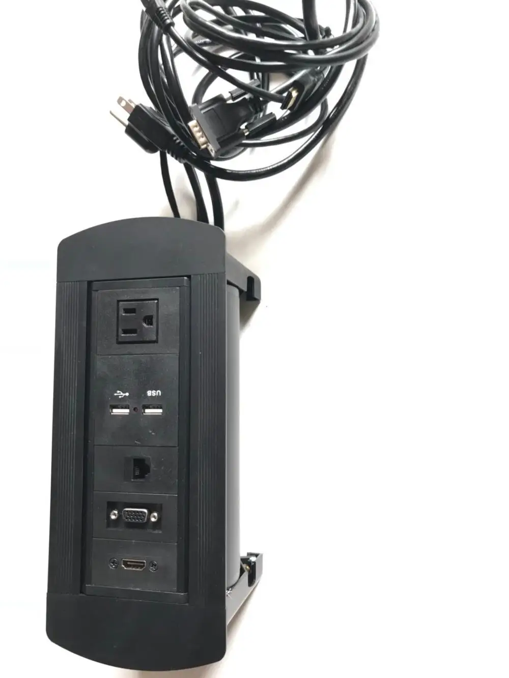 Американская силовая настольная розетка с 1 американской силовой 2 зарядкой USB 1 rj45 1 VGA 1 HDMI откидная розетка 2 единицы - Цвет: Black