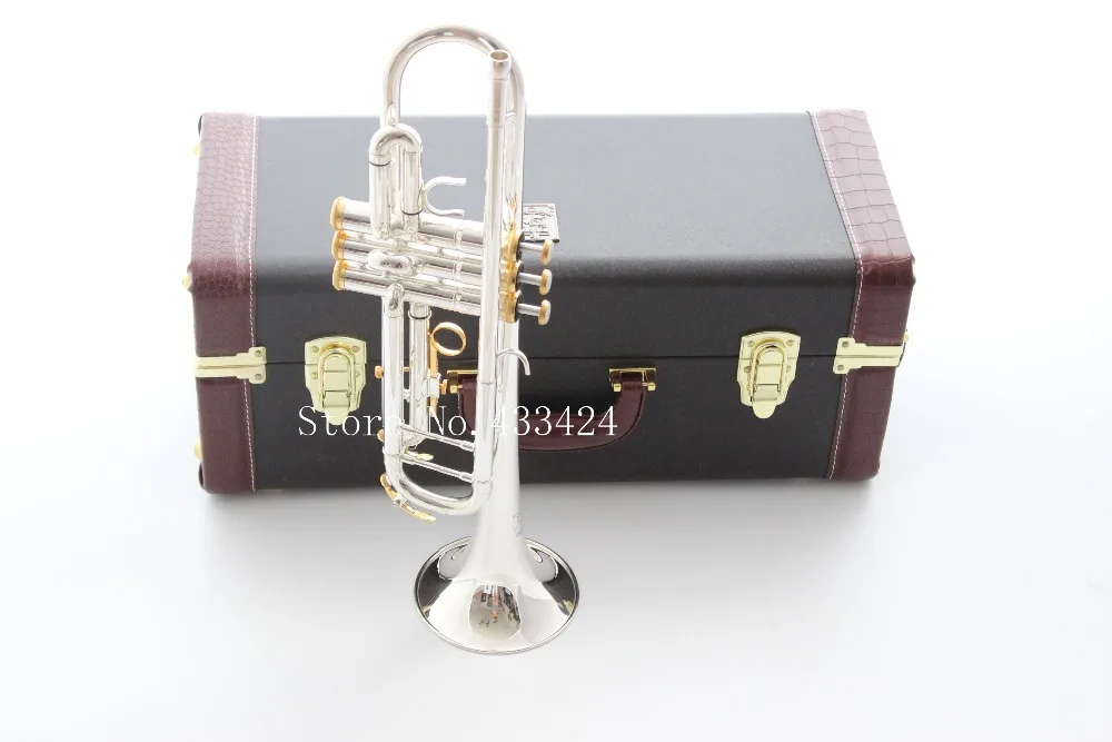 Taiwan Bach Double silver plated Gold key LT180S37GS Bb trumpet HARD