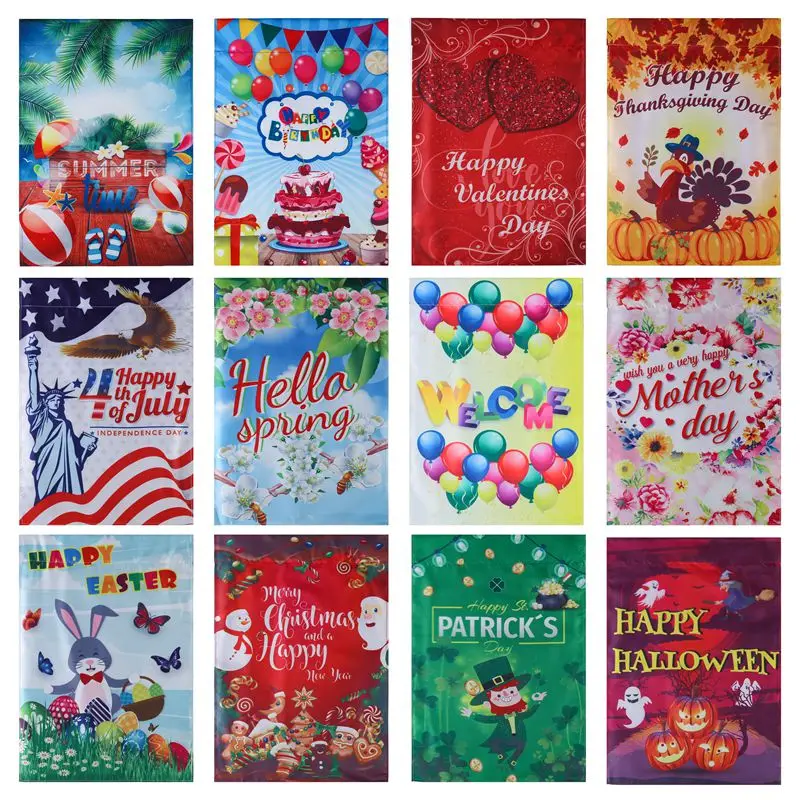 

2019 Own Design Double-sided Spring Summer Autumn Winter Four Seasonal Garden Flag Set