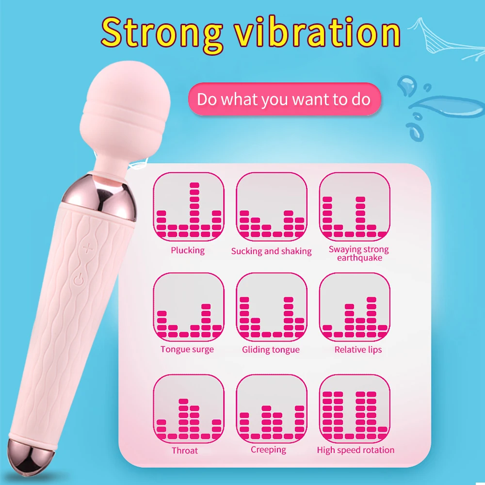Powerful Clitoris Vibrators for Women USB Charge 10 Speeds AV Magic Wand Vibrator Massager Adults Sex Toys for Woman Masturbator (12)
