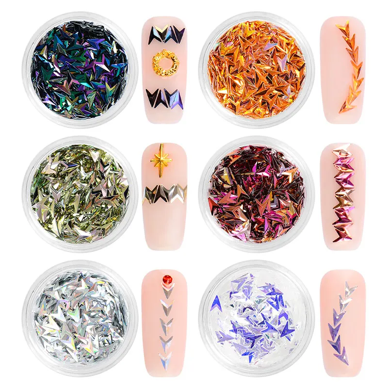

Charm Dazzling 3D Nail Art Rhinestone Square Rhombus Colorful Laser Nail Sequins Decoration Shimmer Glitter Manicure Accessories
