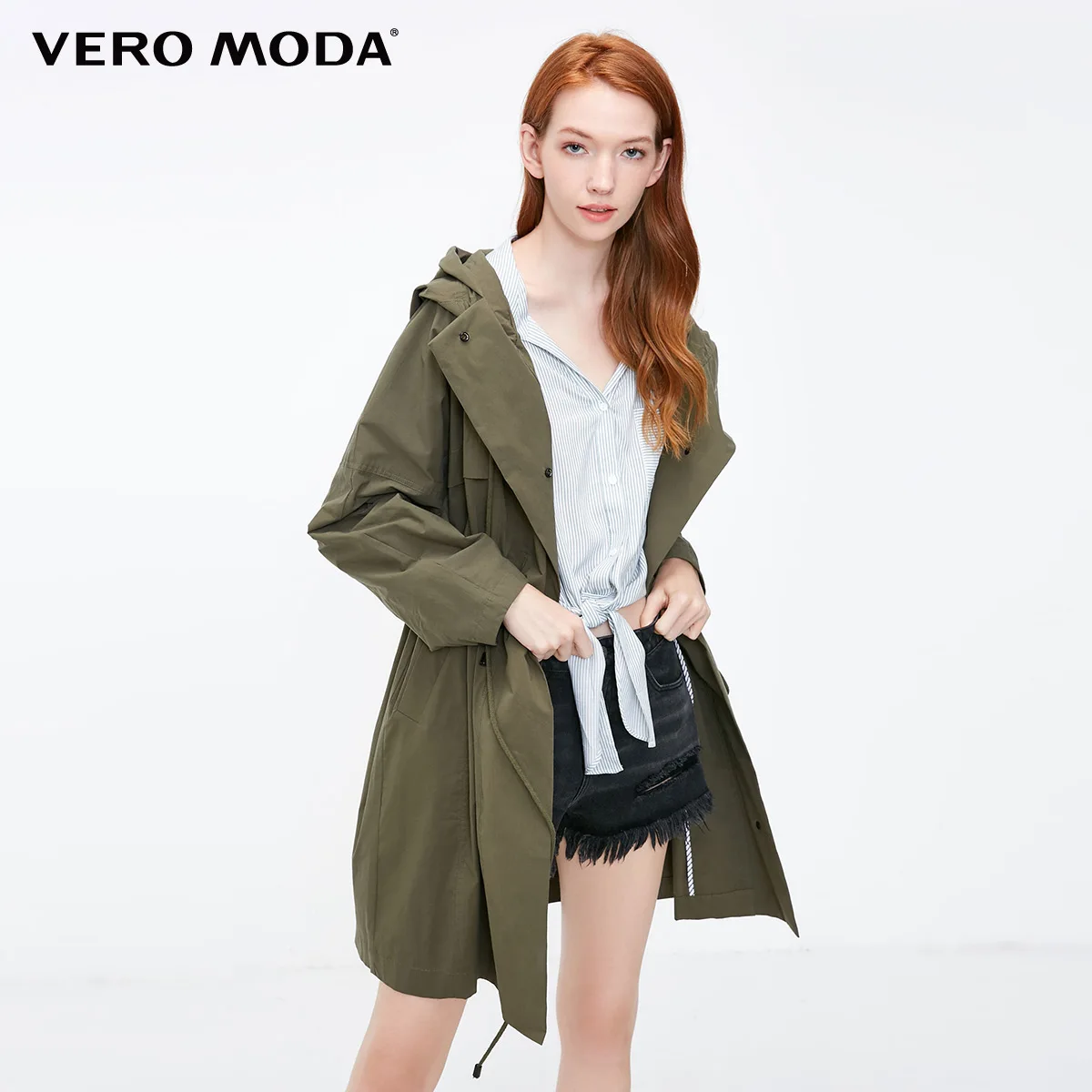 Safari Vero Moda женский спортивный стиль чистый цвет с открытыми плечами рукава ветровка куртка | 318321550 - Цвет: Safari