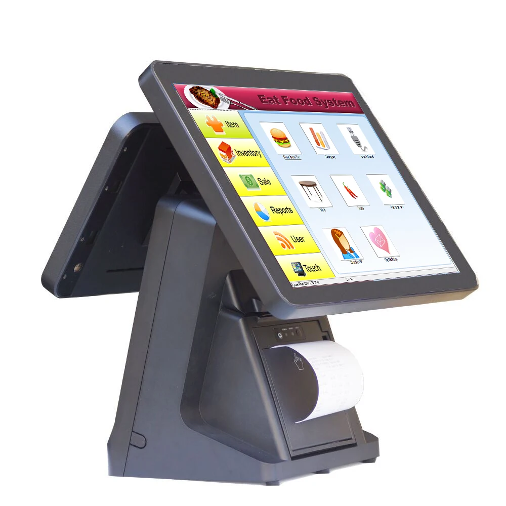 

Free shipping a completely set of POS1520 supermarket pos system win7 ultimate version built-in 80mm printer and MSR