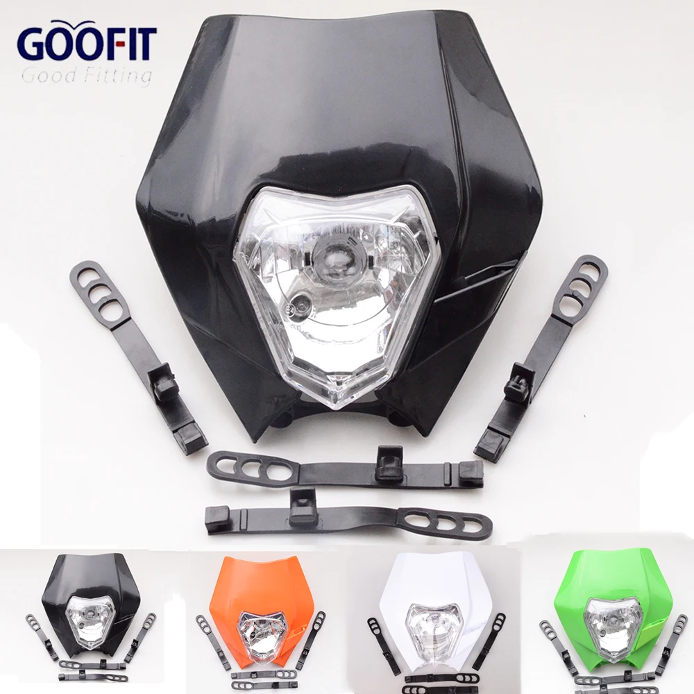 

GOOFIT Universal 12V 35W Orange Motorcycle Dirt Bike Motocross Supermoto Waterproof ktm headlight exc Fairing E033-770