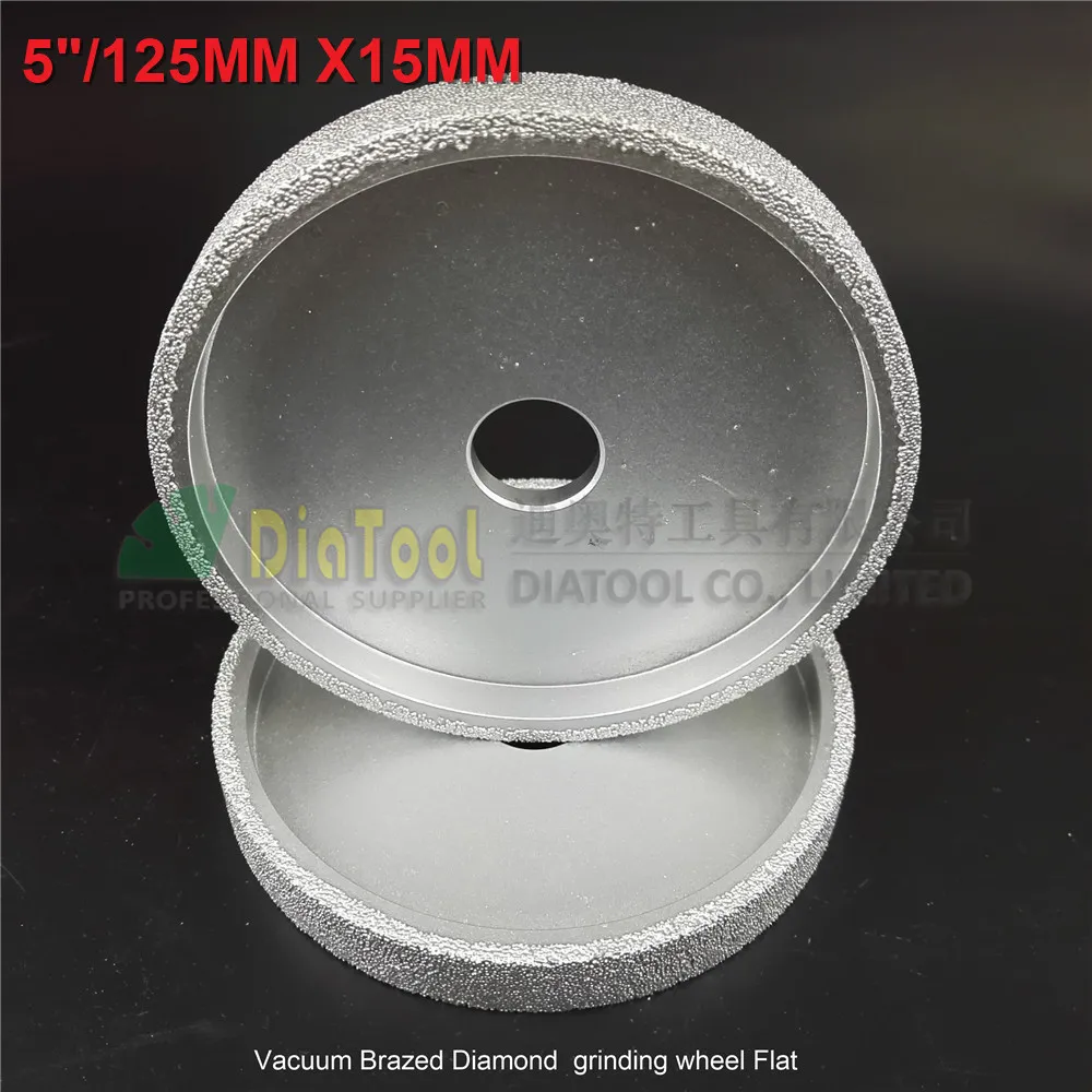 DIATOOL 2pcs 125mmx15MM Vacuum Brazed Diamond Grinding Flat Wheel Beveling Wheel For Marble Granite Artificial Stone