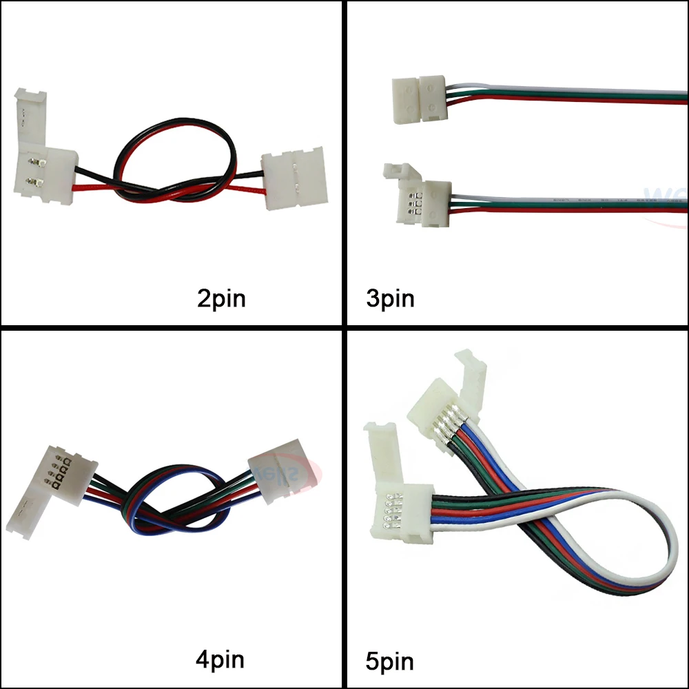 

5-100pcs 2pin 3pin 4pin 5pin connector double Connector Cable For 3528 5050 WS2811 5050 RGB RGBW LED strip Light