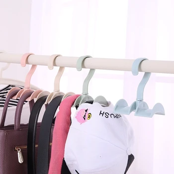 

10Pcs Rotated Storage Shelf Bag Hanger Clothes Hangers Without Punch Clothes Plastic Rack Tie Closet Hanger Wardrobe Organizer