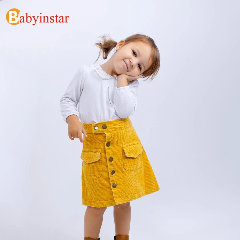 

Babyinstar 2019 Baby Girls Button Design A Line Skirts Toddler Children Cothing Fashion Corduroy Short Kids Skirts For Girls