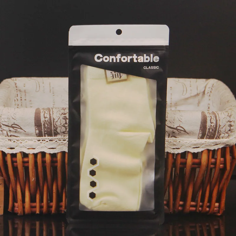 100pcs Socks packaging bags translucent black zip lock plastic bag with