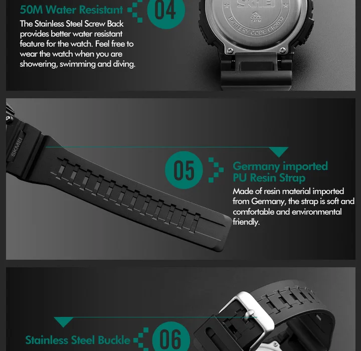 Luxury Sport Digital Watch 50m Waterproof LED Military Watch Men Fashion Electronics Student Wristwatches SKMEI Clock mens diving watches