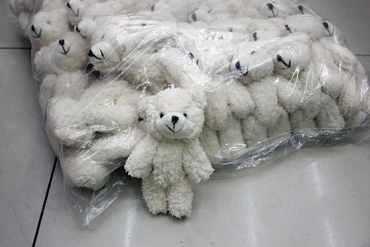 

1pcs/ Mini Joint Teddy Bear plush toys chain white gummy bears 12cm animal for Wedding peluches bicho ursinho de pelucia