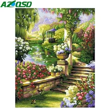 AZQSD красивый зеленый сад живопись по номерам на холсте 40x50 см картина маслом картина по номерам домашний декор szyh6101
